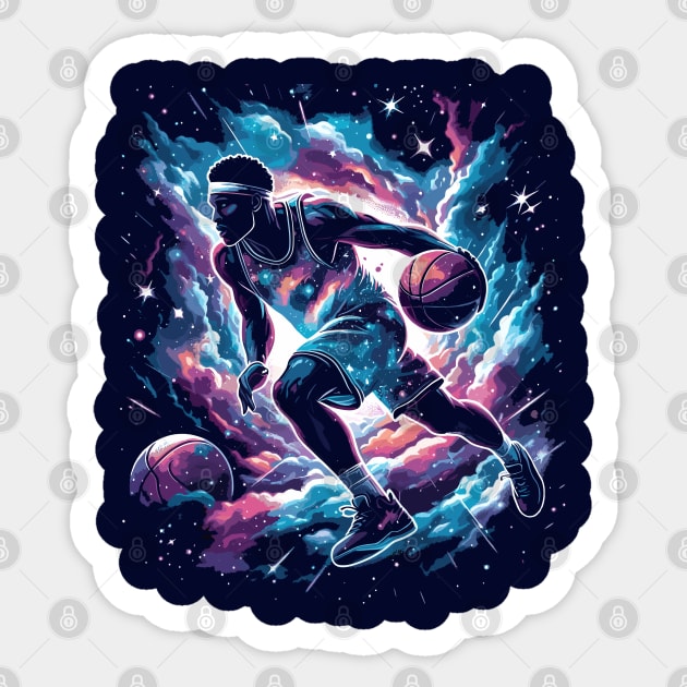 Cosmic Crossover: Where Hoops Meet the Universe Sticker by Thewondercabinet28